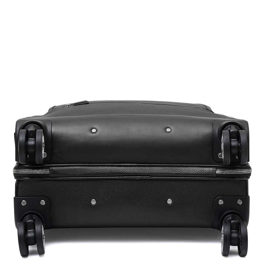 Wax Leather Overnighter Trolley - Black