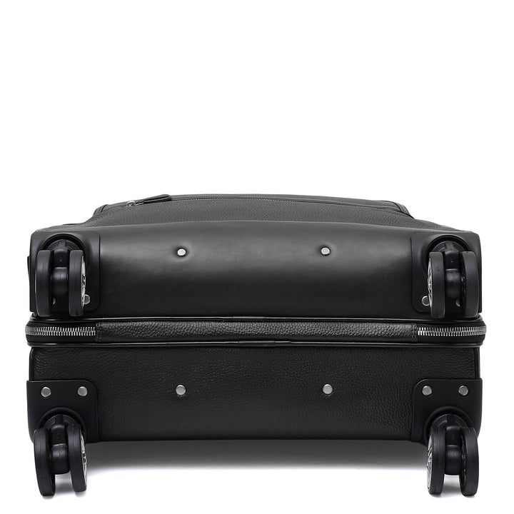 Wax Leather Overnighter Trolley - Black