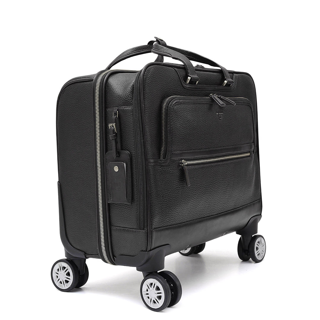 Wax Leather Overnighter Trolley - Black