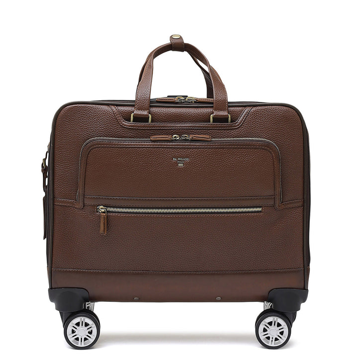 Wax Leather Overnighter Trolley - Espresso