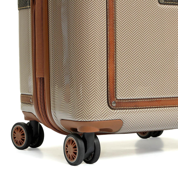 Small Heritage Embossed Beige & Brown Compact Trolley