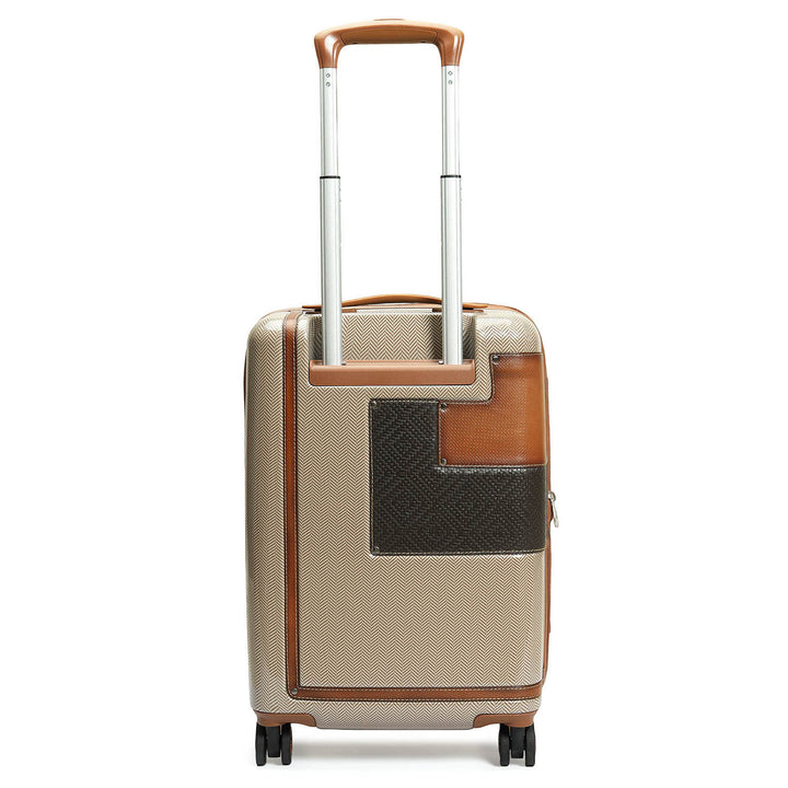 Small Heritage Embossed Beige & Brown Compact Trolley