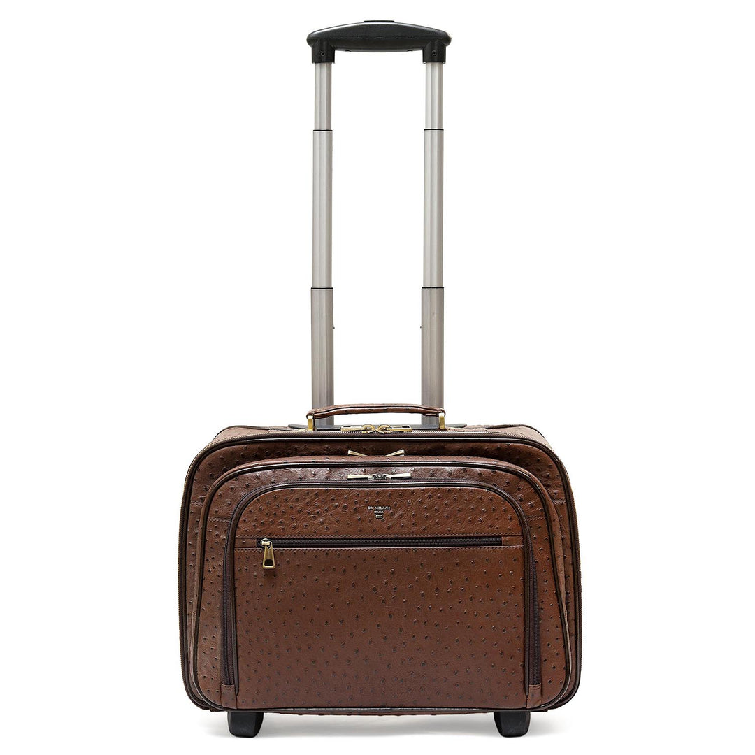 Ostrich Franzy Leather Overnighter Trolley - Brown
