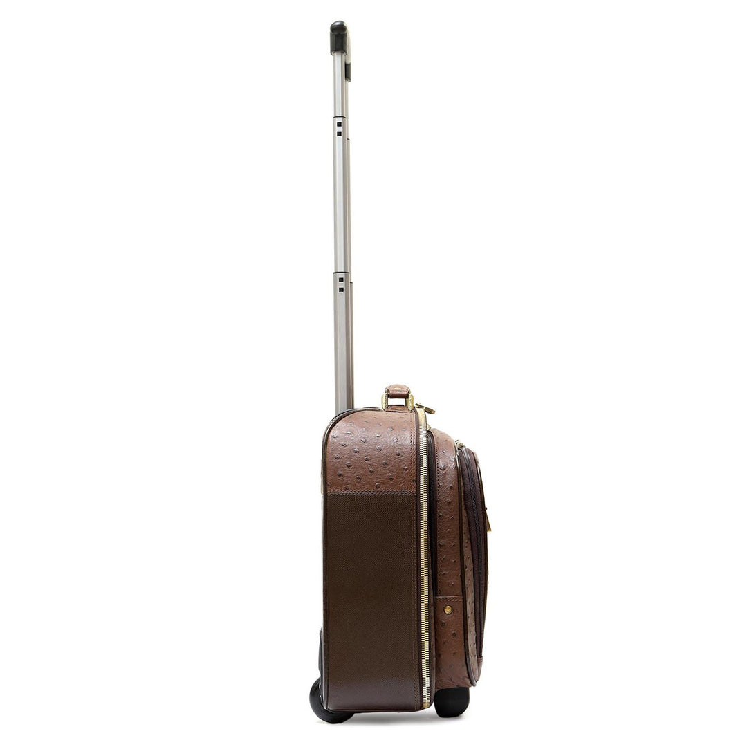 Ostrich Franzy Leather Overnighter Trolley - Brown