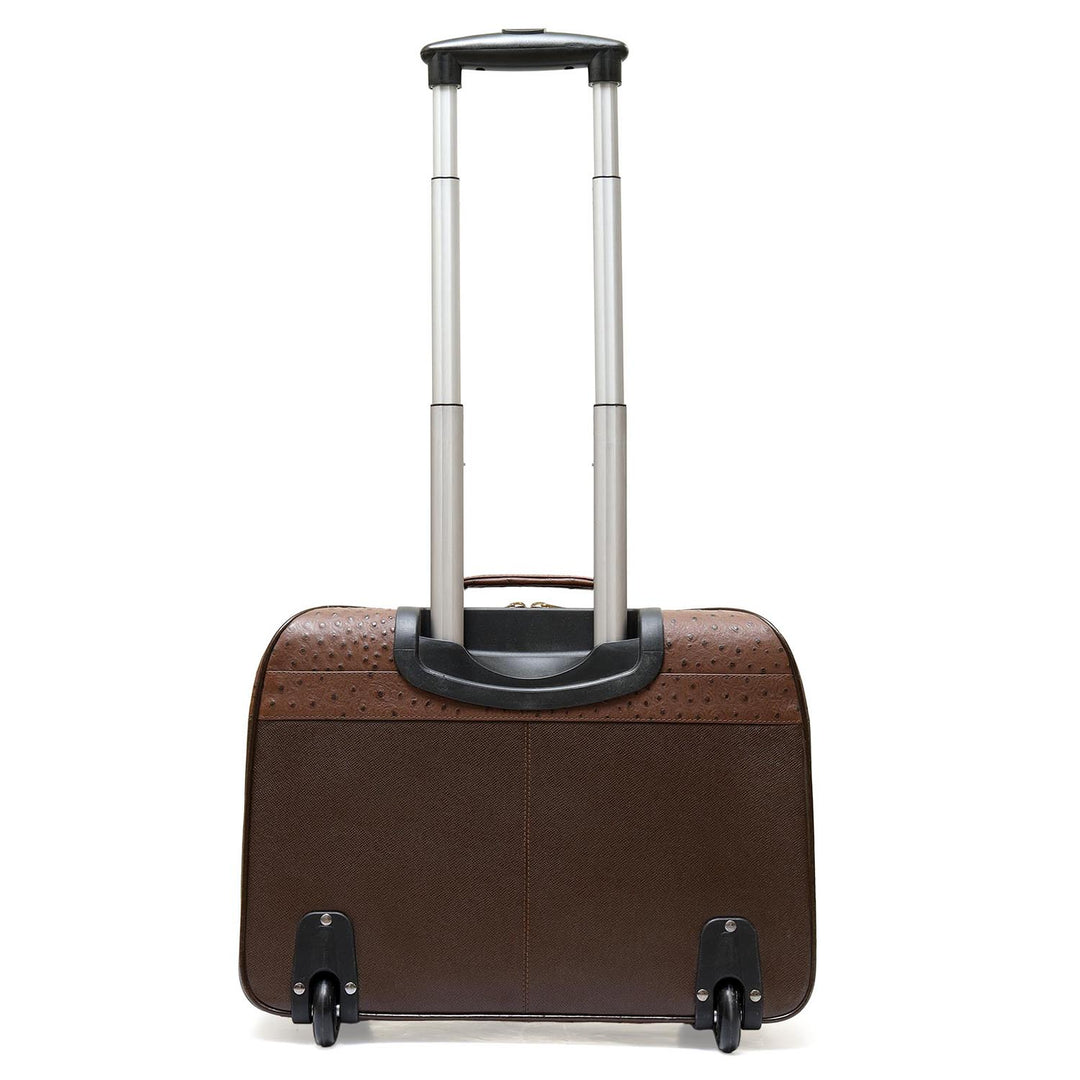 Ostrich Franzy Leather Overnighter Trolley - Brown