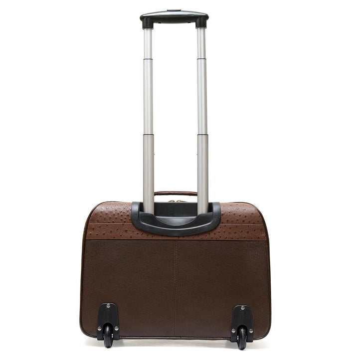 Ostrich Franzy Leather Overnighter Trolley - Brown