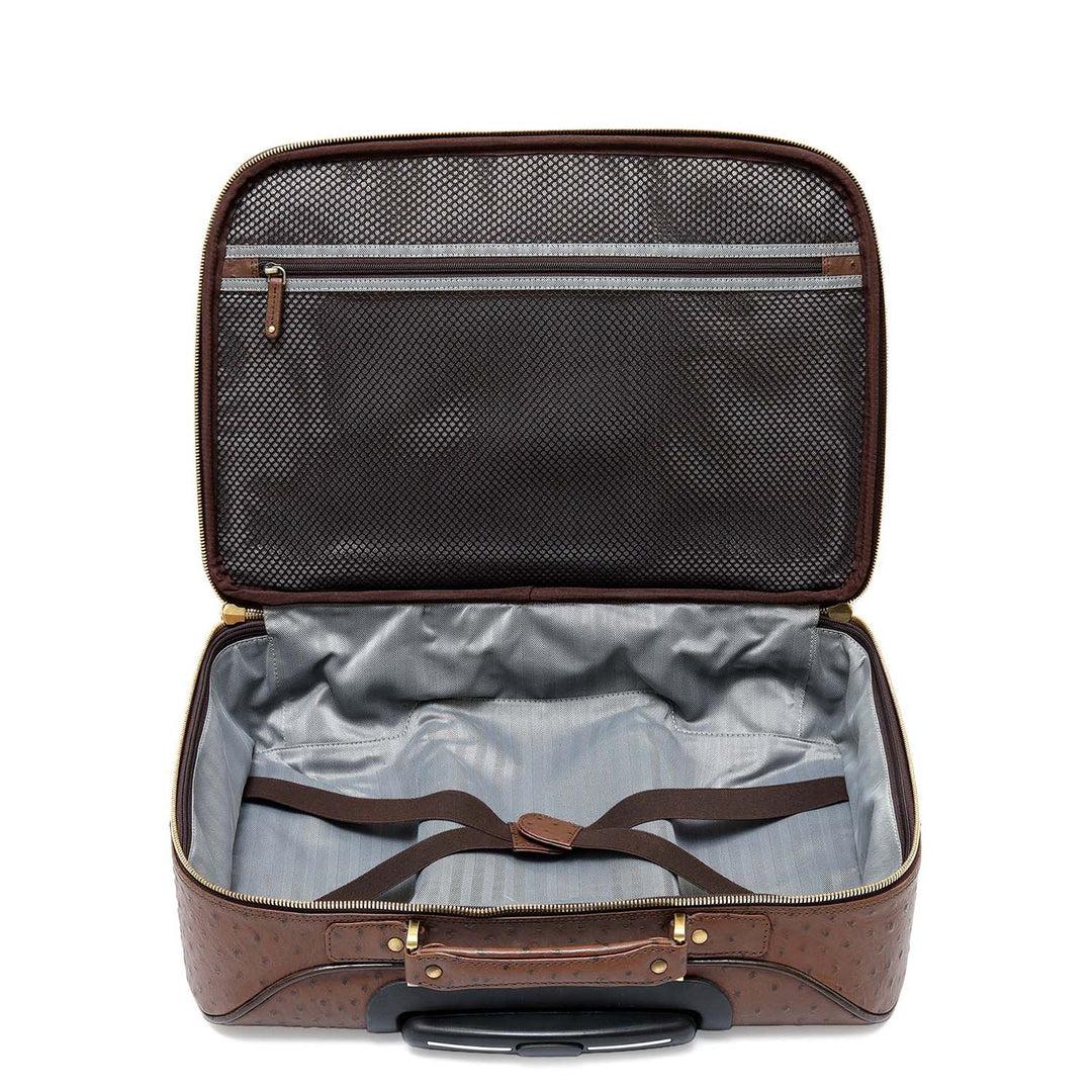 Ostrich Franzy Leather Overnighter Trolley - Brown