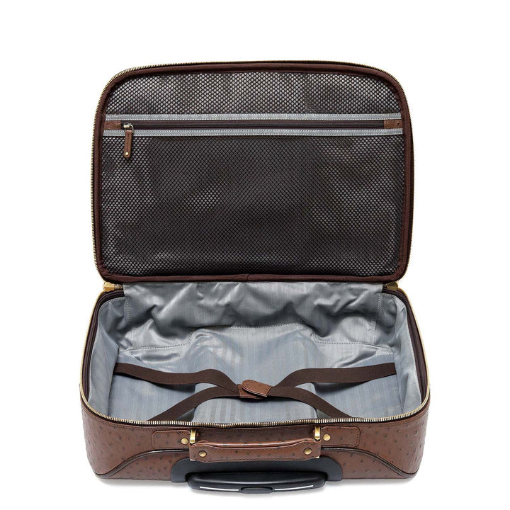Ostrich Franzy Leather Overnighter Trolley - Brown