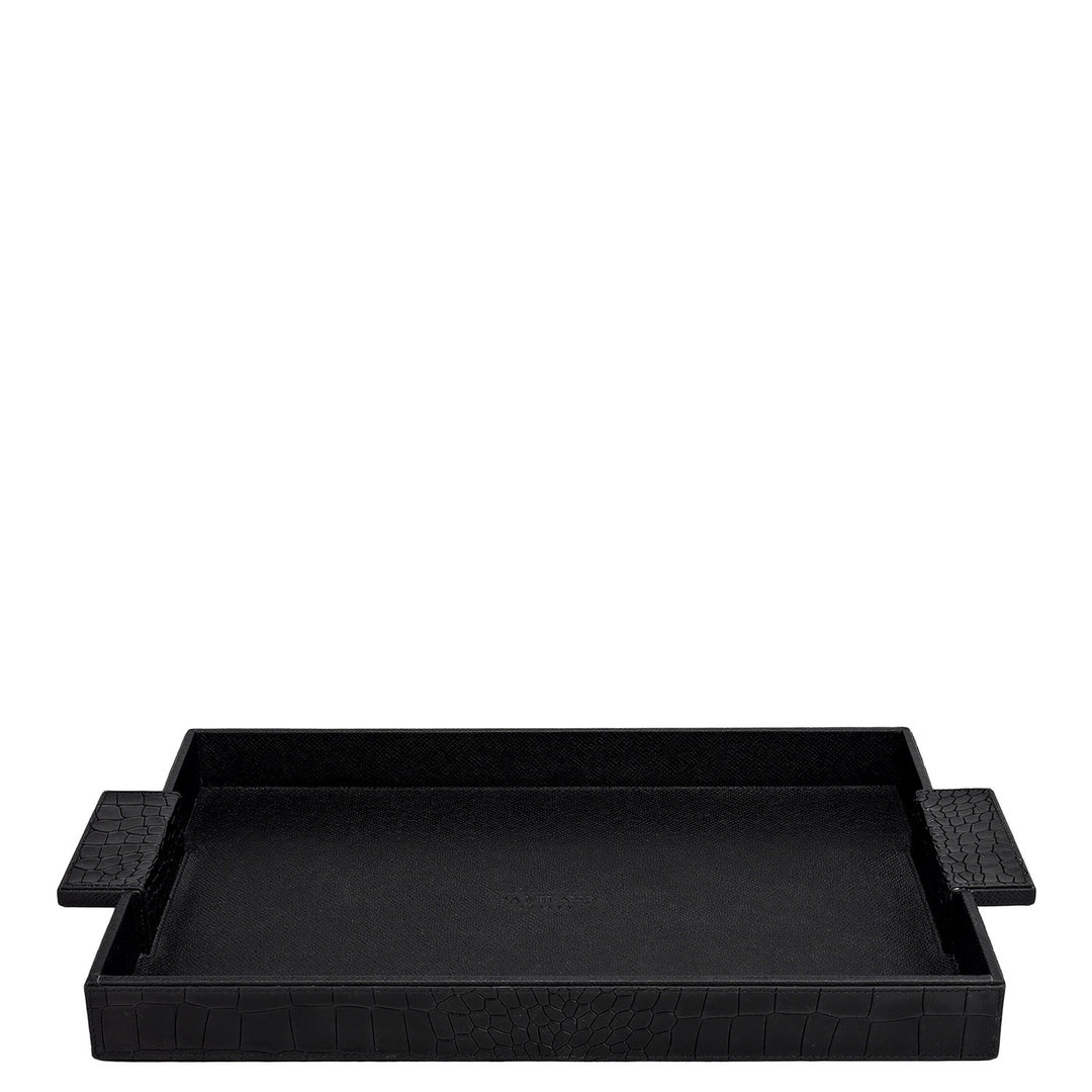 Croco Franzy Leather Tray - Black