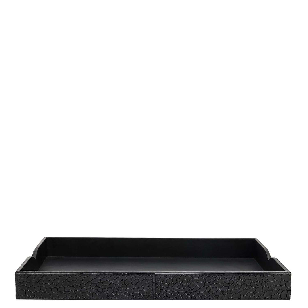 Small Croco Leather Tray - Black