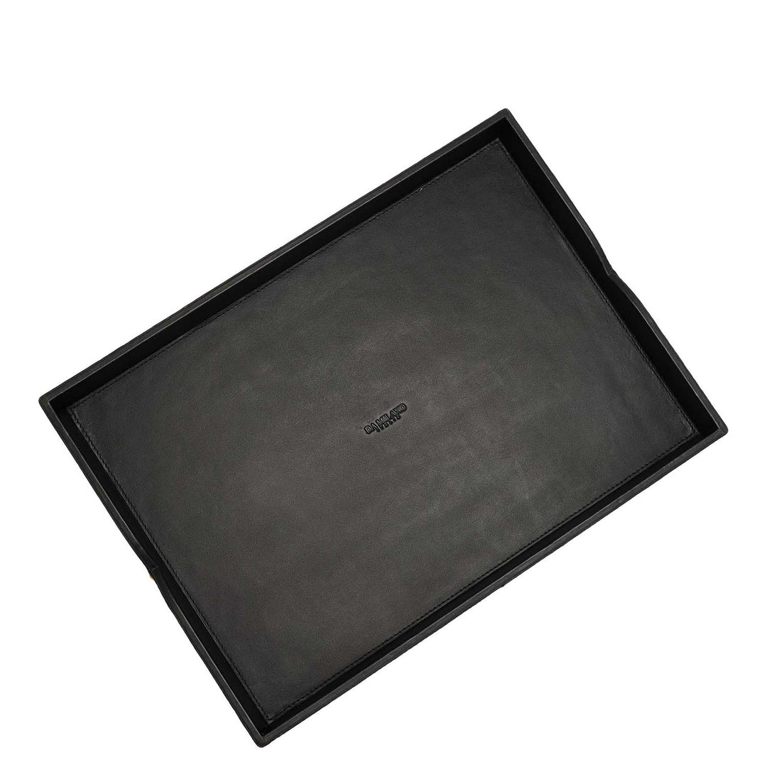 Small Croco Leather Tray - Black