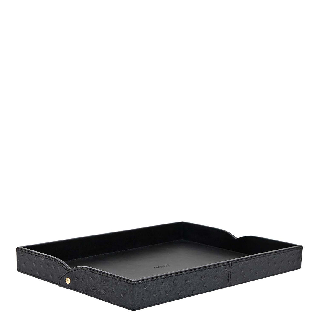 Small Ostrich Leather Tray - Black
