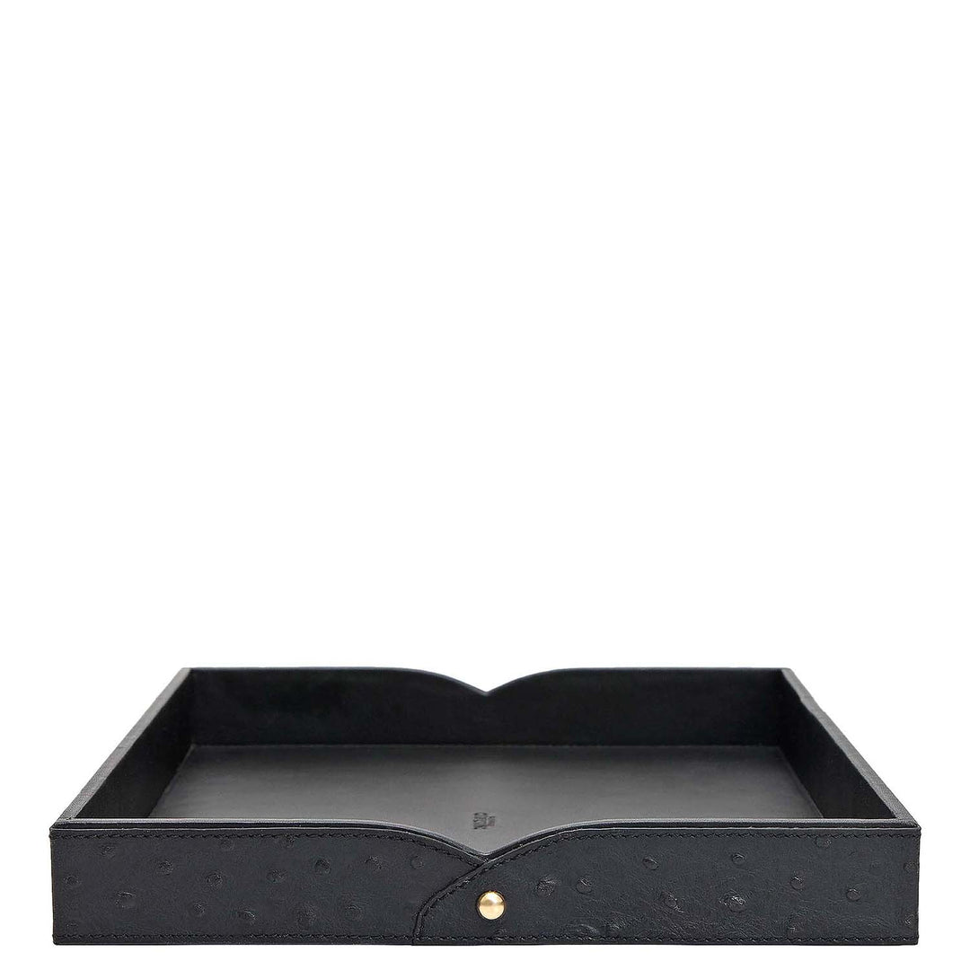 Small Ostrich Leather Tray - Black