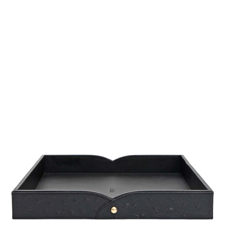 Small Ostrich Leather Tray - Black