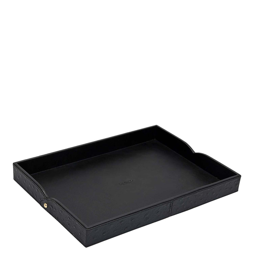 Small Ostrich Leather Tray - Black