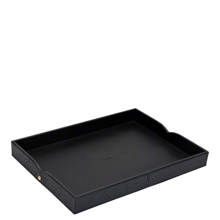 Small Ostrich Leather Tray - Black