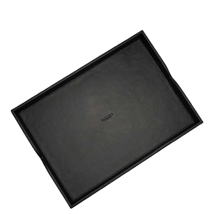 Small Ostrich Leather Tray - Black