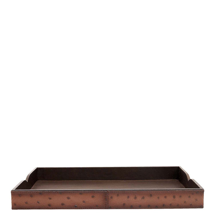 Small Ostrich Leather Tray - Brown