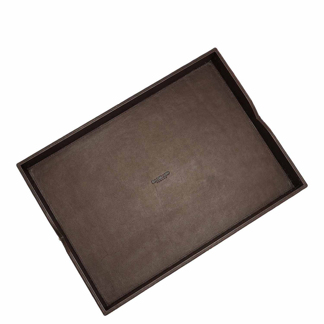 Small Ostrich Leather Tray - Brown