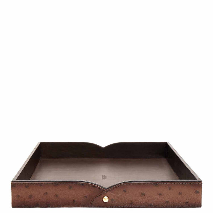 Small Ostrich Leather Tray - Brown