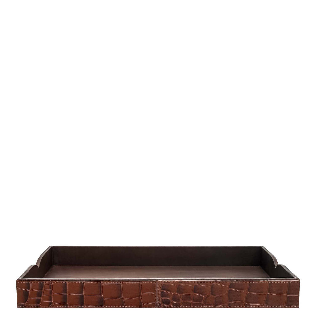 Small Croco Leather Tray - Date