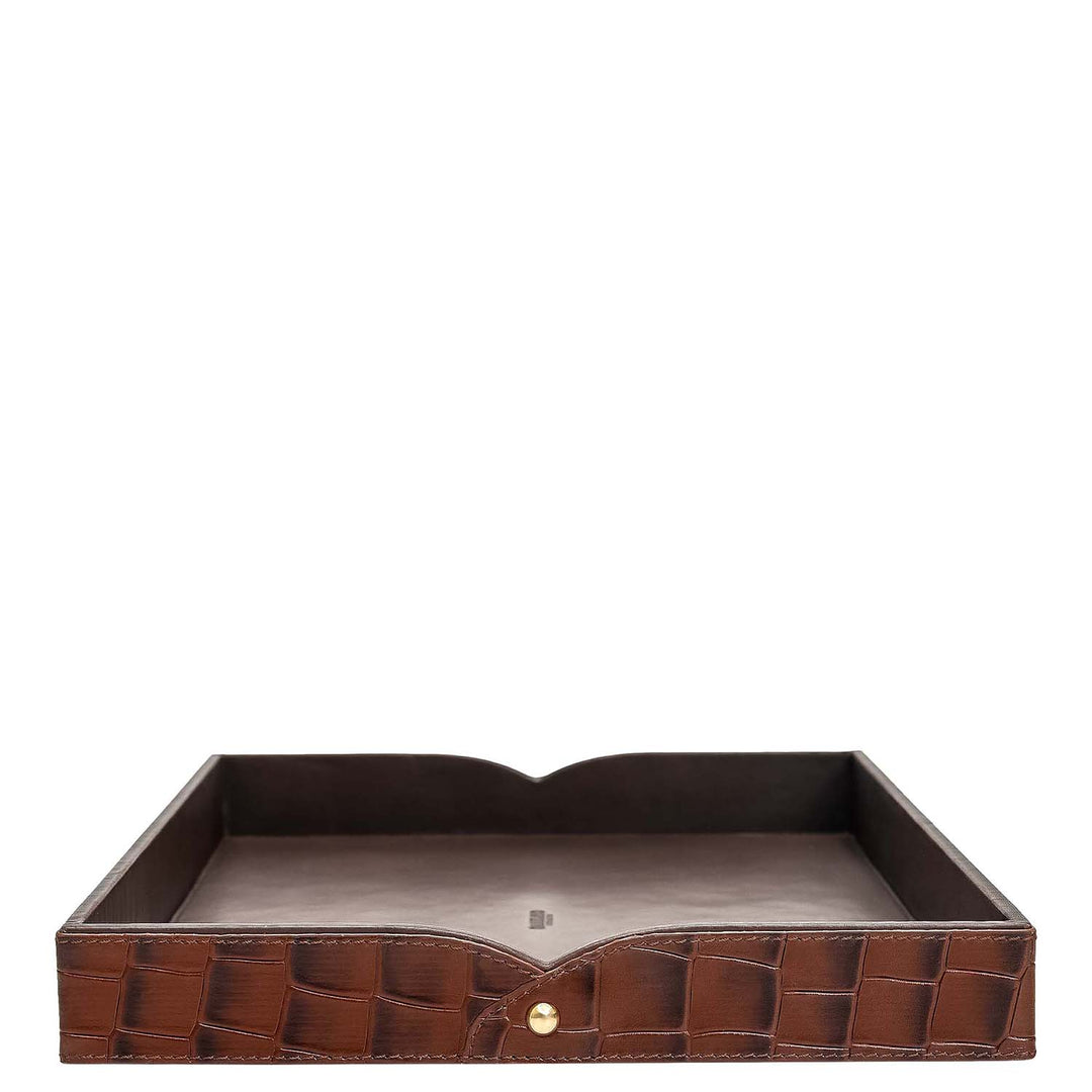 Small Croco Leather Tray - Date