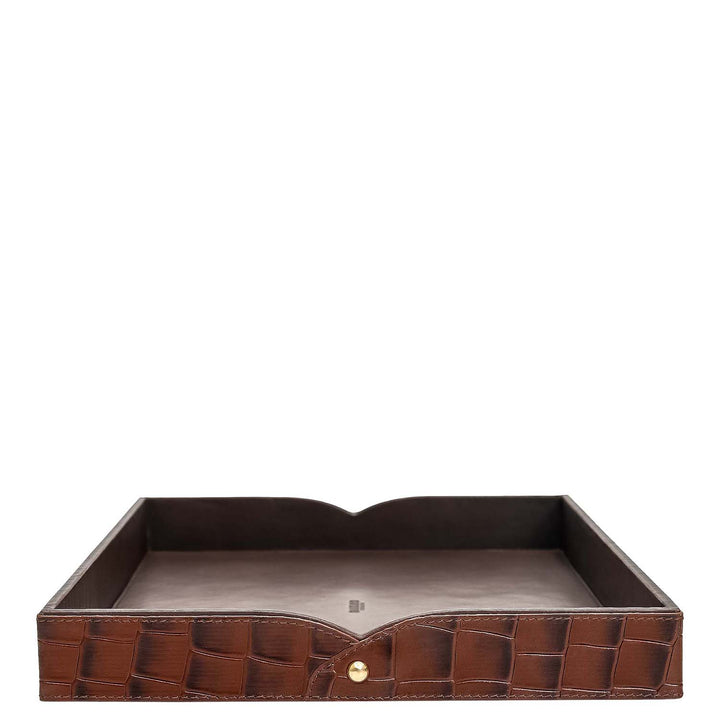 Small Croco Leather Tray - Date
