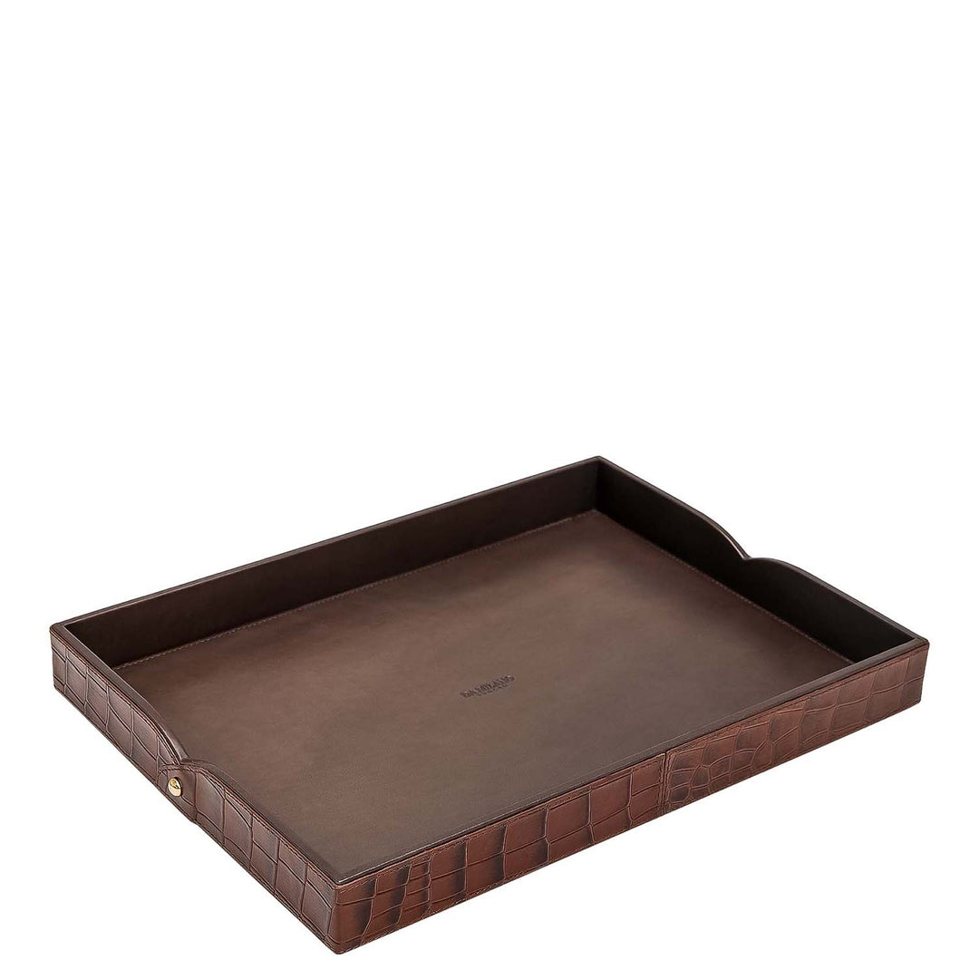 Small Croco Leather Tray - Date