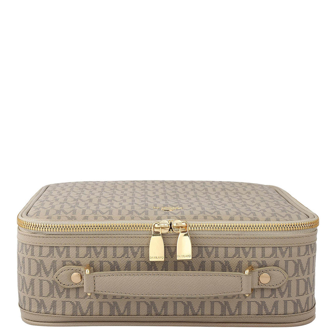 Monogram Leather Vanity Pouch - Chalk