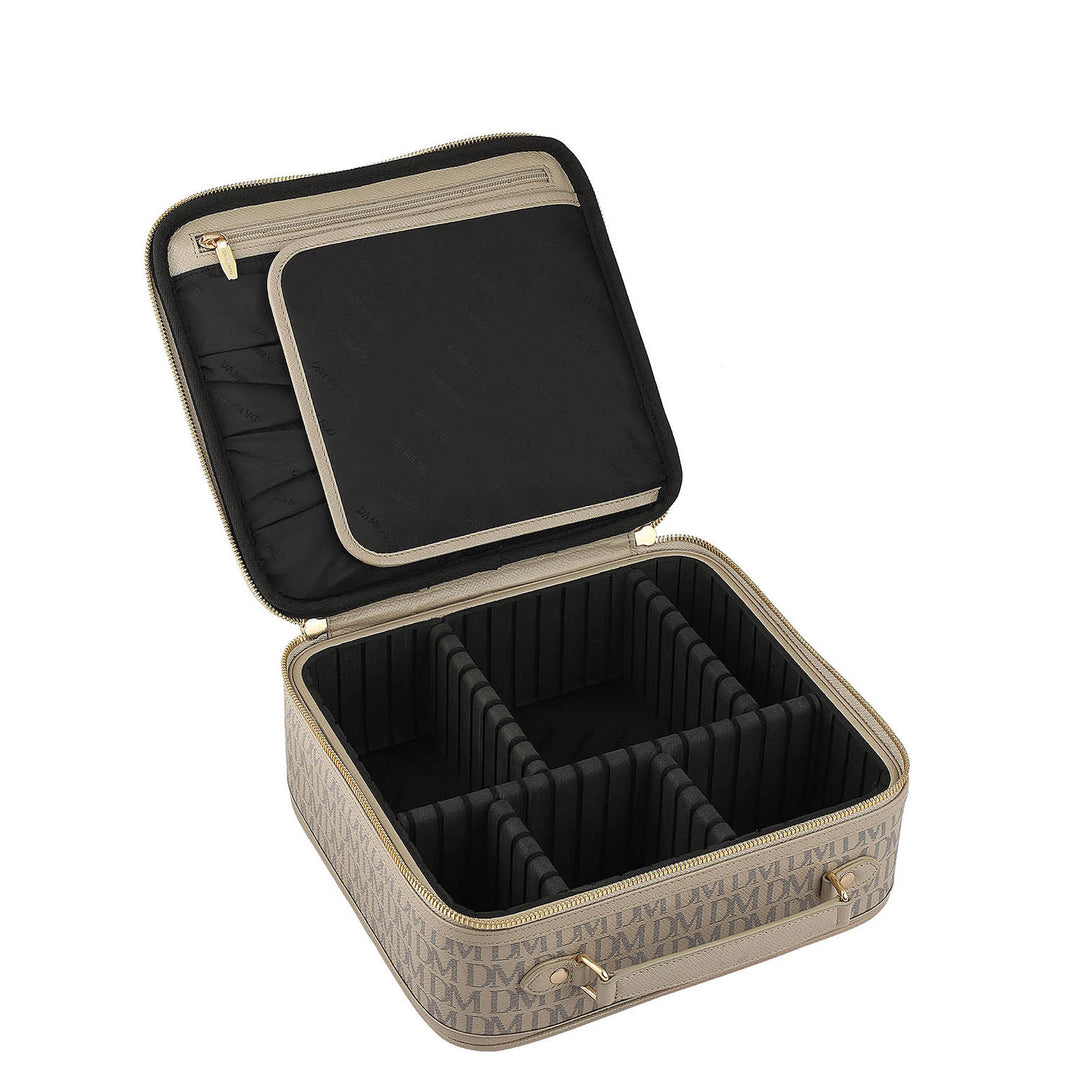 Monogram Leather Vanity Pouch - Chalk