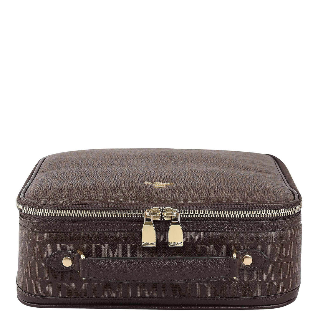 Monogram Leather Vanity Pouch - Chocolate