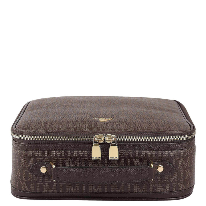Monogram Leather Vanity Pouch - Chocolate