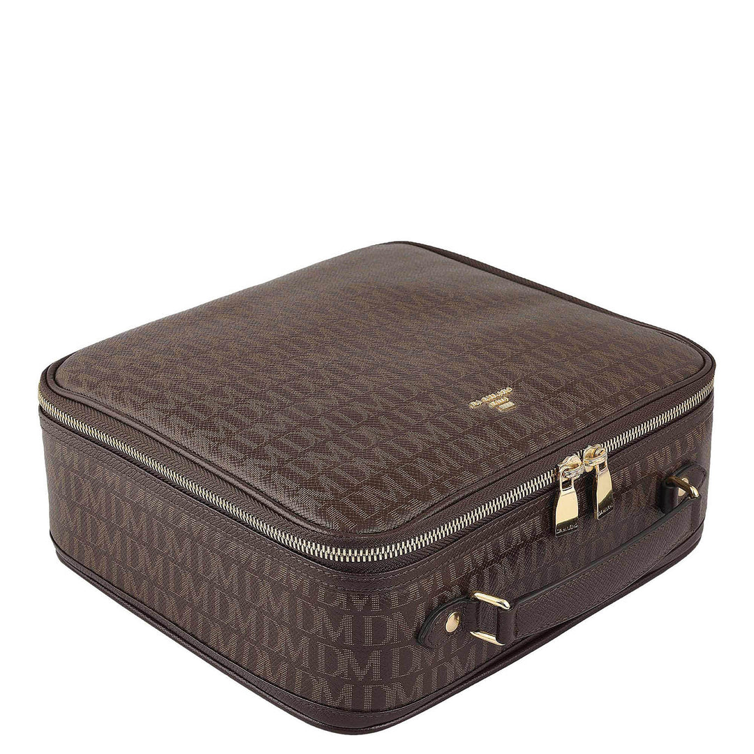 Monogram Leather Vanity Pouch - Chocolate
