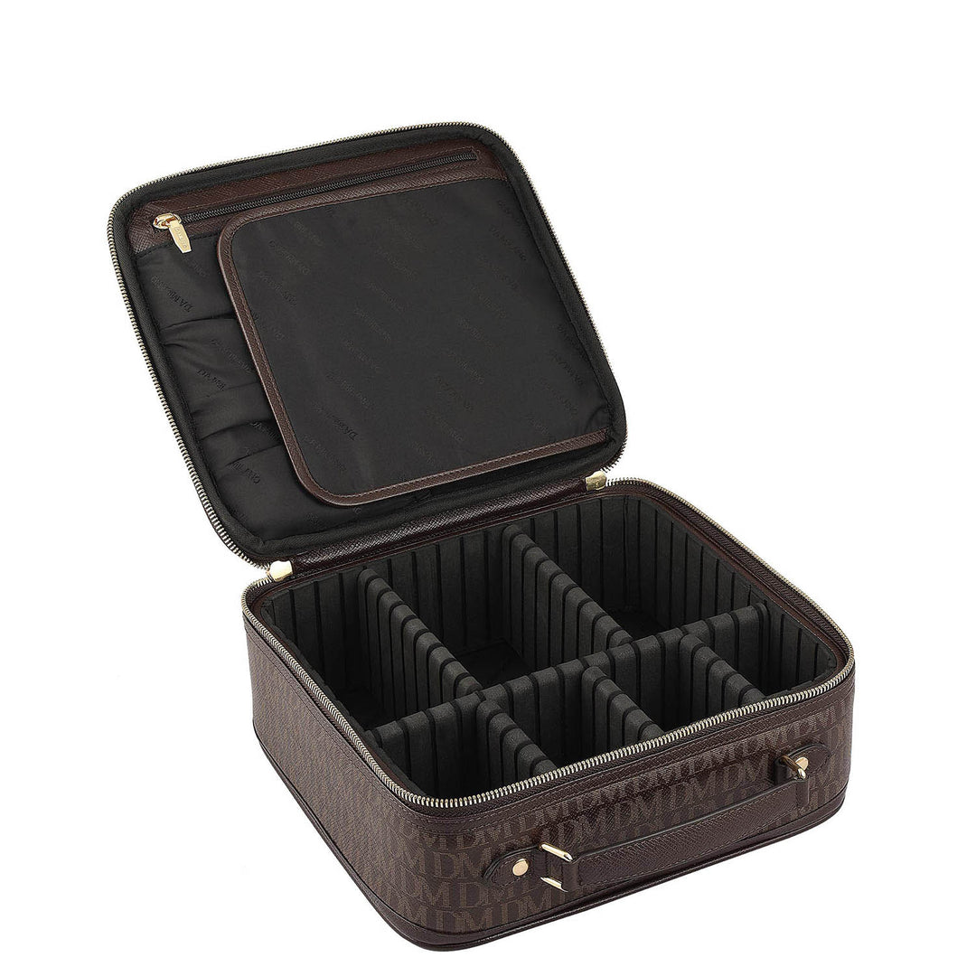 Monogram Leather Vanity Pouch - Chocolate