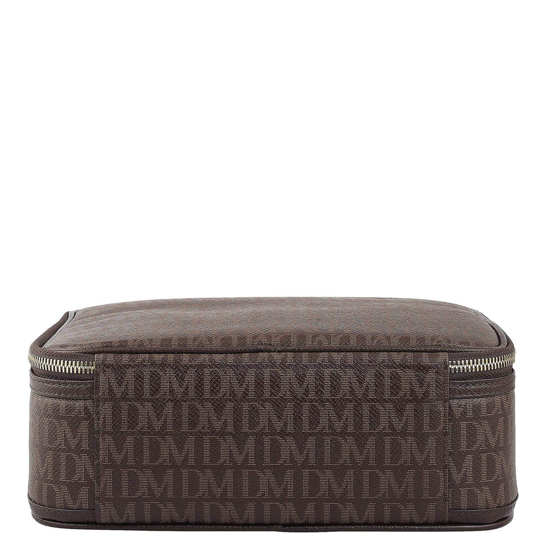 Monogram Leather Vanity Pouch - Chocolate