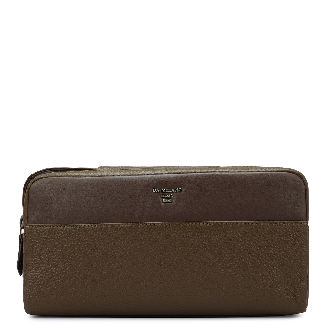 Wax Leather Vanity Pouch - Moss