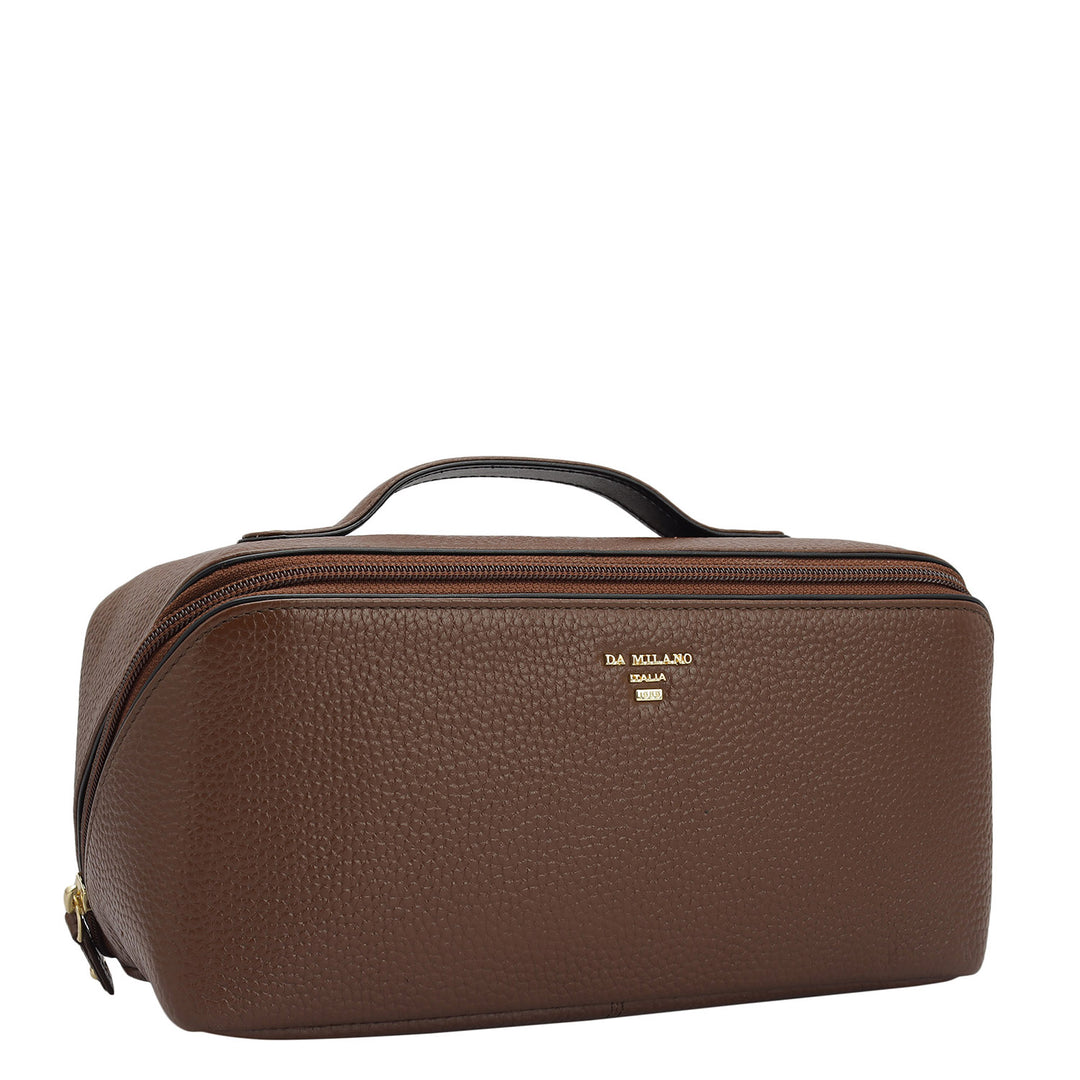 Wax Leather Vanity Pouch - Espresso