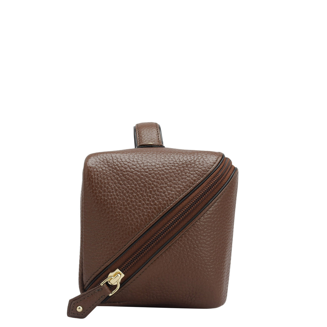 Wax Leather Vanity Pouch - Espresso
