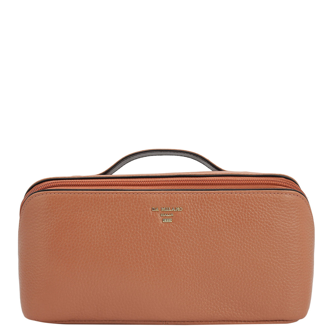 Wax Leather Vanity Pouch - Terracotta