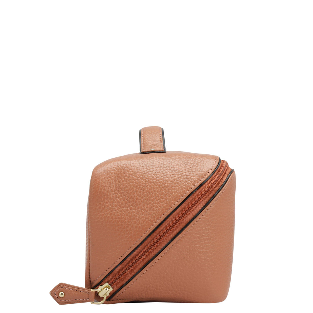 Wax Leather Vanity Pouch - Terracotta