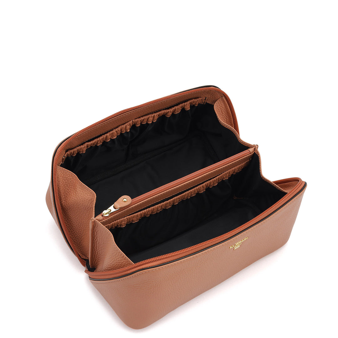 Wax Leather Vanity Pouch - Terracotta
