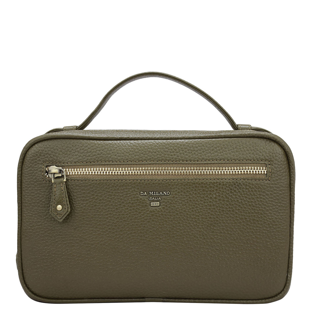 Wax Leather Vanity Pouch - Moss