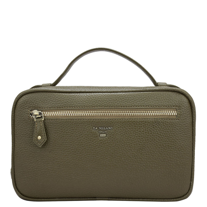 Wax Leather Vanity Pouch - Moss