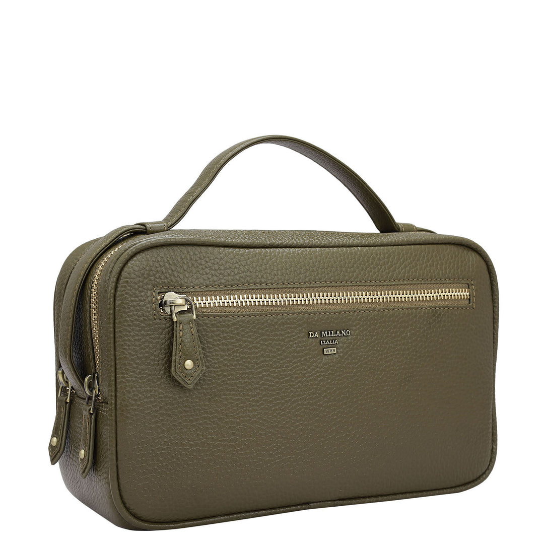 Wax Leather Vanity Pouch - Moss