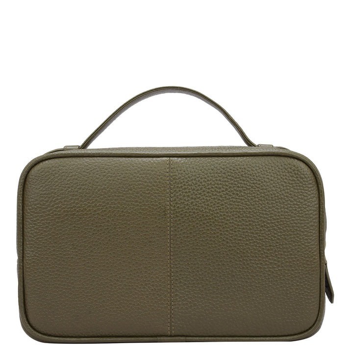 Wax Leather Vanity Pouch - Moss