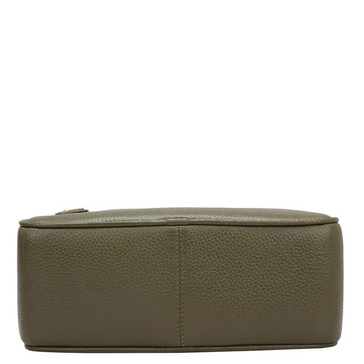 Wax Leather Vanity Pouch - Moss