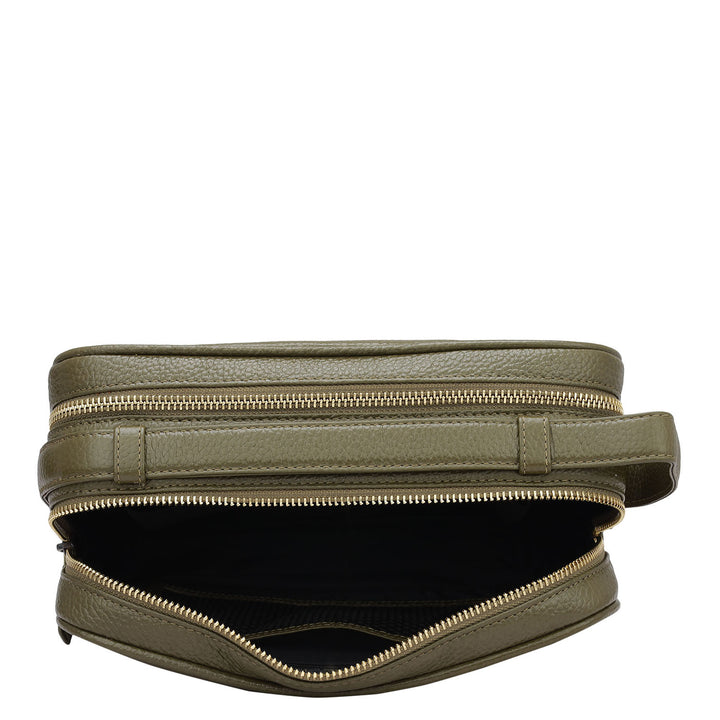 Wax Leather Vanity Pouch - Moss