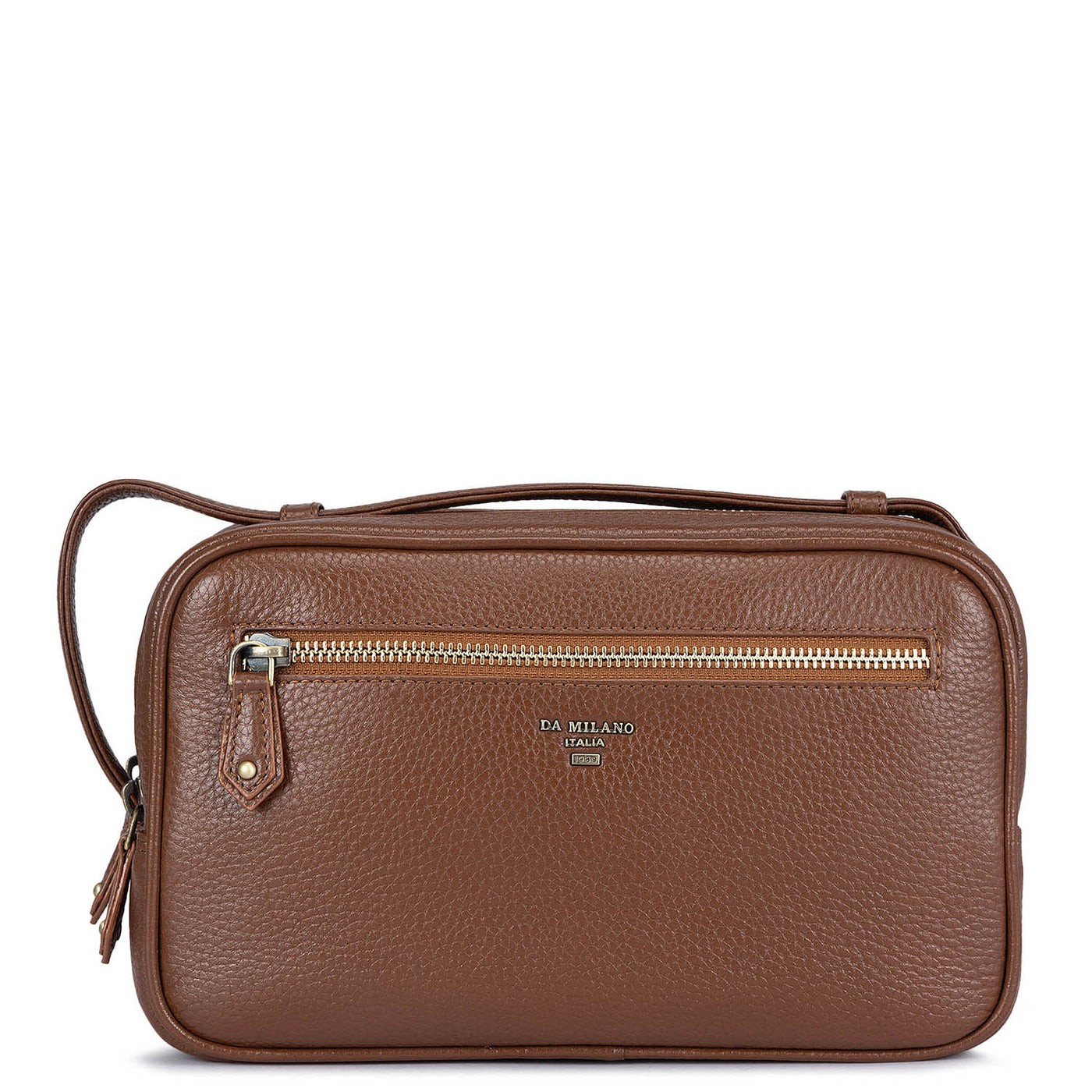 Wax Leather Vanity Pouch - Cognac