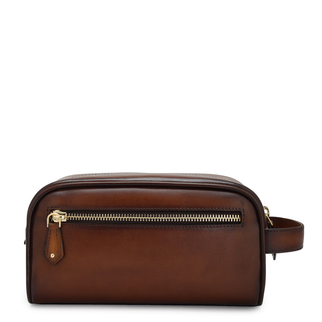 Signato Leather Vanity Pouch - Cognac