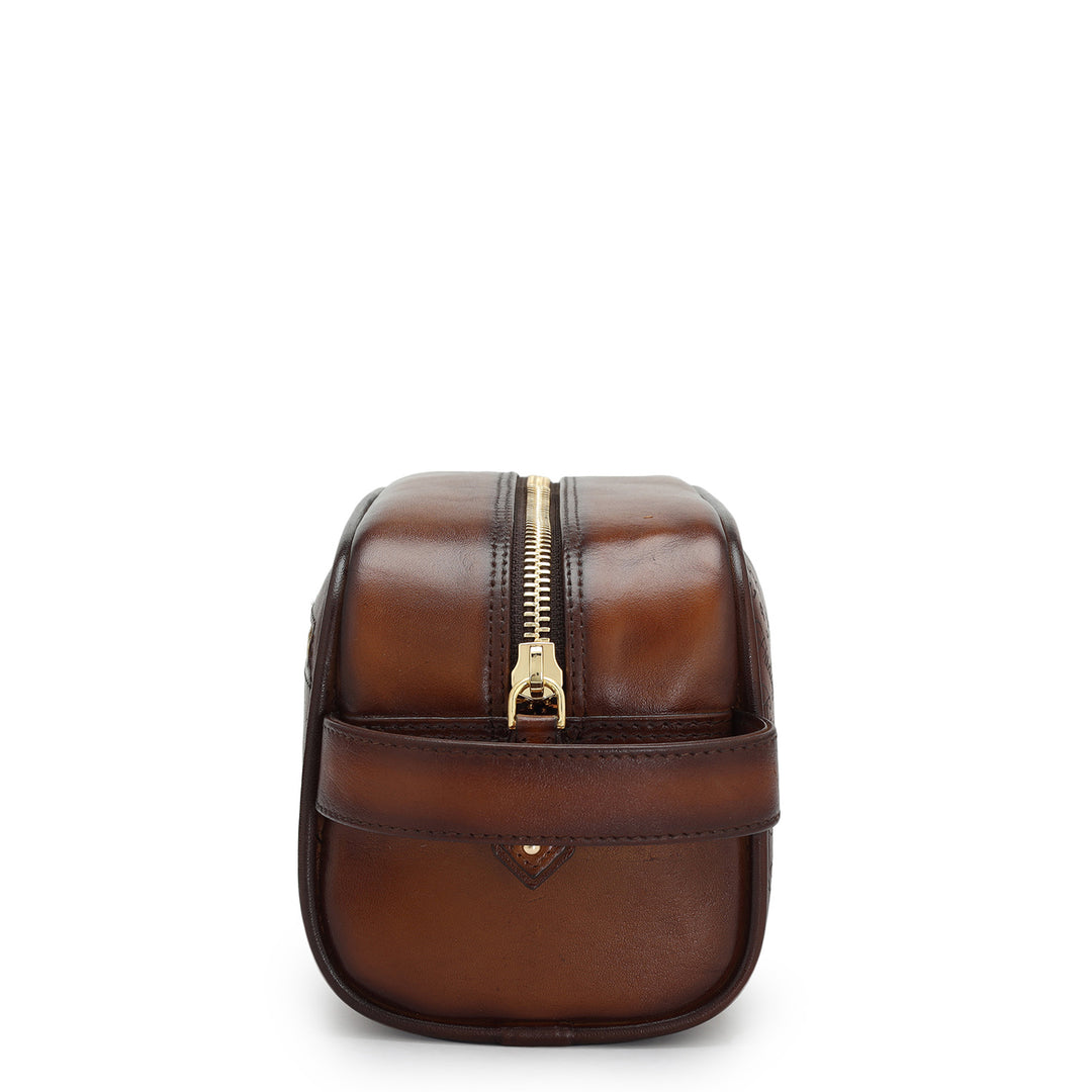 Signato Leather Vanity Pouch - Cognac